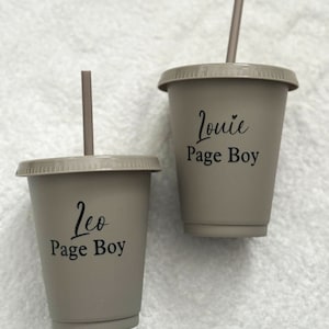 Children's cold cup with straw small tumbler for flowergirl/pageboy wedding gift Bridal party accessory