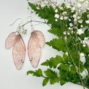 Pink sky Fairycore fairy wing earrings, fairy earrings, butterfly earrings, fairy wings, wing earrings, fantasy jewelry, butterfly wing