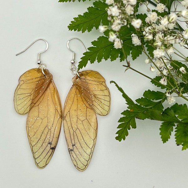 Cicada Fairycore fairy wing earrings, fairy earrings, butterfly earrings, fairy wings, wing earrings, fantasy jewelry, butterfly wing, Fairy