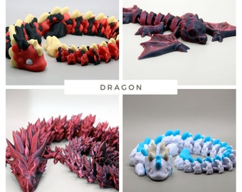 Beweglicher Drache | 3D gedruckt | Kristalldrache | Haku | Articulated Dragon| Schreibtischspielzeug | Schlüsselanhänger |