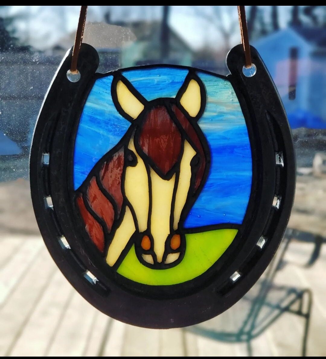 Stained Glass Horse in Horseshoe Etsy
