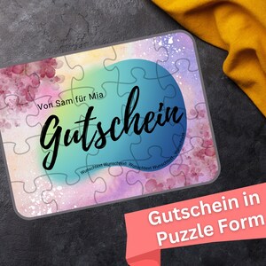 Puzzle Geschenk Personalisiert Gutschein Botschaft Überraschung / Rätsel Partner Familie / Individuelles Design / Geschenk Sie und Ihn