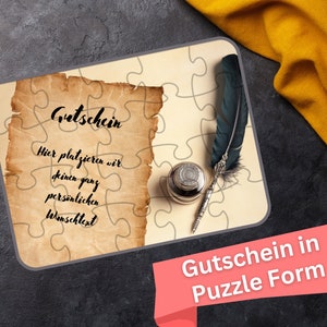 Puzzle Geschenk Personalisiert Gutschein Botschaft Überraschung / Rätsel Partner Familie / Individuelles Design / Geschenk Sie und Ihn