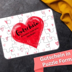 Puzzle Geschenk Personalisiert Gutschein Botschaft Überraschung / Rätsel Partner Familie / Individuelles Design / Geschenk Sie und Ihn