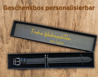 Geschenkverpackung Geschenkbox personalisiert für Armbänder Uhrarmband Halskette, Wunschtext Grüße Glückwünsche Namen Verpackung Idee