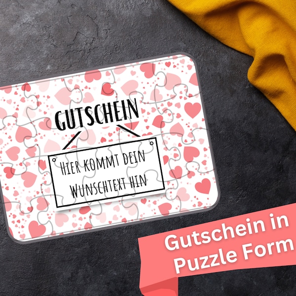 Puzzle Geschenk Personalisiert Gutschein Botschaft Überraschung / Rätsel Partner Familie / Individuelles Design / Geschenk Sie und Ihn