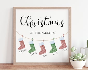 PRINTABLE Family Christmas Sign, Personalized Christmas Print, Christmas Decor, Custom Christmas Decor, Christmas Wall Art, Family Names