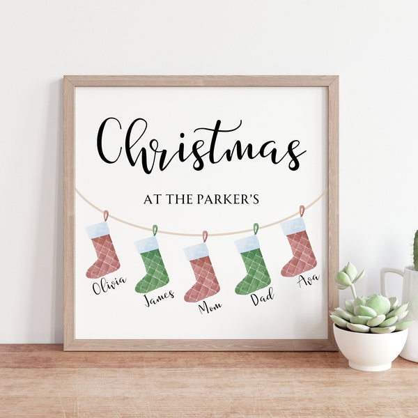 PRINTABLE Family Christmas Sign, Personalized Christmas Print, Christmas Decor, Custom Christmas Decor, Christmas Wall Art, Family Names