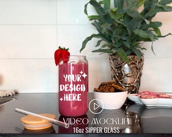 16oz Sipper Glass Video Mockup Bundle Libbey Can Mockup Beer Can Lifestyle Mockup Glass Tumbler Libbey Glass Boho Aesthetic Videos Juice
