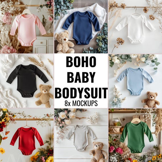 Baby Bodysuit Mockup Longsleeve Mockup Baby Romper Boho Flatlay Mockup Rabbit Skins 4411 Baby Bodysuit Mockup Infant Tshirt Mockup Colors