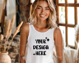 Next Level 1533 Mockup White Tanktop Mockup Boho Shirt Next Level Top Mockup Racerback Tank Mockup Racer Tank Top White Female Boho Mockup
