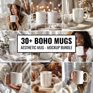 30 Boho mok mockup Boho witte mok mockup koffiekopje mockup esthetische Boho mok mockup bundel witte 11oz cup mockup minimale keramische mok bundel