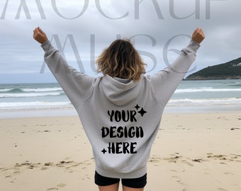 Gildan 18500 Mockup Hoodie Sweatshirt Sport Grey Gildan Mockup Hooded Sweater Mockup From Back Shirt Gildan 18500 Mockup Girl Fun Lifestyle