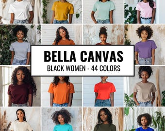 African American Tshirt Mockup Bundle Bella Canvas 3001 Colors Black Girl Shirt Mockup Female Tshirt Mockup Tee Black Woman Boho Mockup