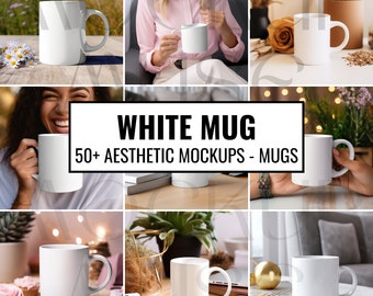 50+ witte keramische mok mockup bundel Witte mok Effen mockup koffiemok mockup keramische mok 11oz witte mok mockup bundel esthetische thuiskantoor