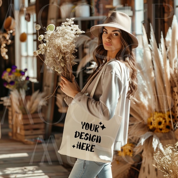 Tote Bag Mockup Natural Canvas Bag Mockup White Canvas Bag Mockup Boho Totebag Mockup Sand Canvas Tote Boho Mockup Girly Bag Mockup Flowers