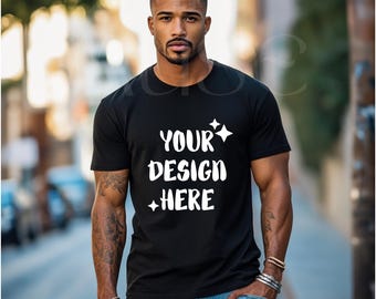 Bella Canvas Tshirt Mockup Men Shirt Mockup Bella Canvas Black Tshirt Mockup 3001 Mockup Bundle Bella Canvas 3001 Male T-Shirt Mockup Black