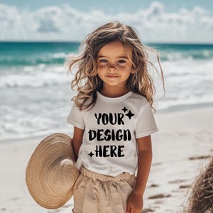 Kids White Tshirt Mockup Boho Shirt Mockup Bundle White Tee Girl Toddler Mockup Child Bundle Bella Canvas Youth 3001Y 64000B Gildan 5000B