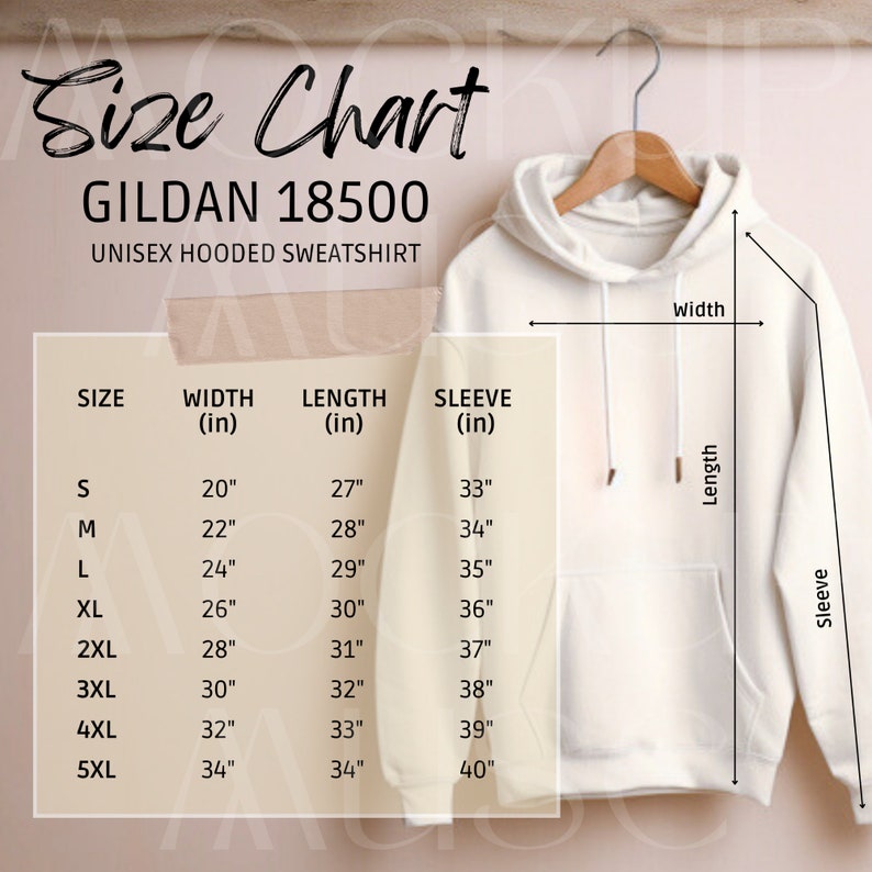 Gildan 18500 Size Chart 18500 Mockup Gildan Sizechart Unisex Hoodie ...