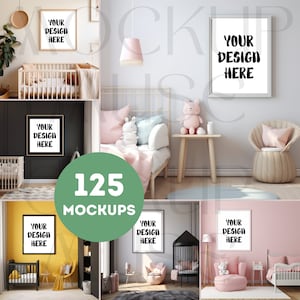 125 Nursery Wall Art Mockup Bundle Baby Room Mockups Bundle Kids Wall Art Mockup Bundle Boho Nursery Art Frame Mockup Smart Object PSD PNG