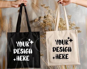 Tote Bag Mockup Canvas Bag Mockup Black And Natural Canvas Bag Flatlay Boho Totebag Mockups Eco Canvas Tote Mockup Organic Bag Mockup Bundle