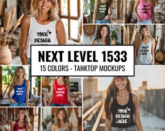 Next Level 1533 Mockup Bundle 15 Colors Tanktop Mockup Boho Shirt Next Level Bundle Top Mockup Racerback Tank Mockup Racer Next Level Mockup