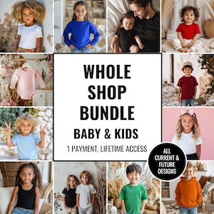 Whole Shop Baby Kids Mockup Bundle Children Mockups Gildan Bella Canvas Rabbit Skins Mockup For Kids Store Mega Bundle Aesthetic Lifestyle