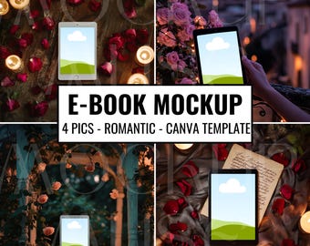Ebook Mockup Bundle Tablets Device Mockup iPad Bookstagram Templates Kindle Canva Template Romantic Tablet Flatlay Mockups Love Book Covers