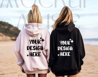 Gildan 18500 Mockup Hoodie Sweatshirt White Gildan Mockup Hooded Sweater Mockup Black From Back Shirt Gildan 18500 Mockup Friends Couple Duo