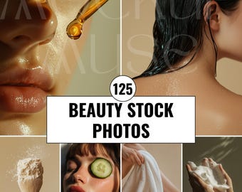 125 Beauty Stock Photos Skincare Images Self Care Pictures Hair Makeup Stock Digital Mockup Bundle Natural Clean Minimalist Aesthetic Health