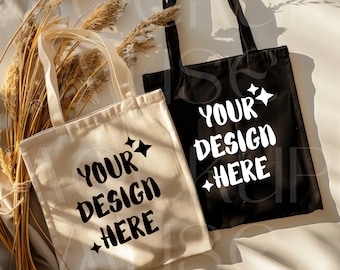 Tote Bag Mockup Canvas Bag Mockup Black And Natural Canvas Bag Flatlay Boho Totebag Mockups Eco Canvas Tote Mockup Organic Bag Mockup Bundle