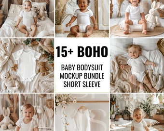 Baby Bodysuit Mockup Boho Baby Mockup Short Sleeve Mockup White Baby Romper Boho Mockup White Baby Bodysuit Mockup Infant Tshirt Mockup