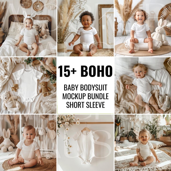 Baby Body Mockup Boho Baby Mockup Kurzarm Mockup Weiß Baby Strampler Boho Mockup Weiß Baby Body Mockup Säugling Tshirt Mockup