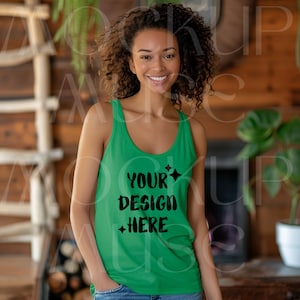 Next Level 1533 Mockup Kelly Green Tanktop Mockup Boho Shirt Next Level Top Mockup Racerback Tank Mockup Racer Kelly Green Next Level Mockup
