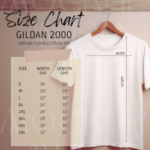 Gildan 2000 Size Chart Mockup G2000 Sizechart Tshirt Hanger Simple Aesthetic Size Guide Unisex Ultra Cotton Tee Flat Lay 2000 Gildan Shirt