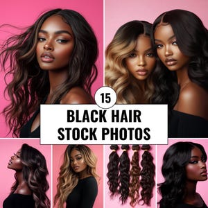 15+ Black Hair Stock Photo Bundle African American Woman Image Hair Stylist Melanin Model Hair Salon Instagram Reel Cover Black Girl Models