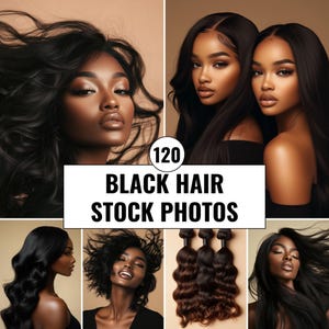 120+ Black Hair Stock Photo Bundle African American Woman Image Hair Stylist Melanin Models Hair Salon Instagram Reel Cover Black Girl Model