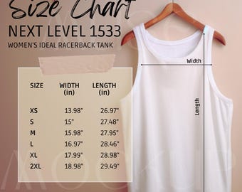 サイズ表、Next Level 1533 タンクトップ サイズ表、1533 サイズ表