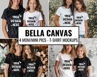 Bella Canvas 3001 camiseta maqueta mamá hija camiseta blanca maqueta madre camisa maqueta mamá camisa a juego maqueta mini yo camisa negra Día de la Madre