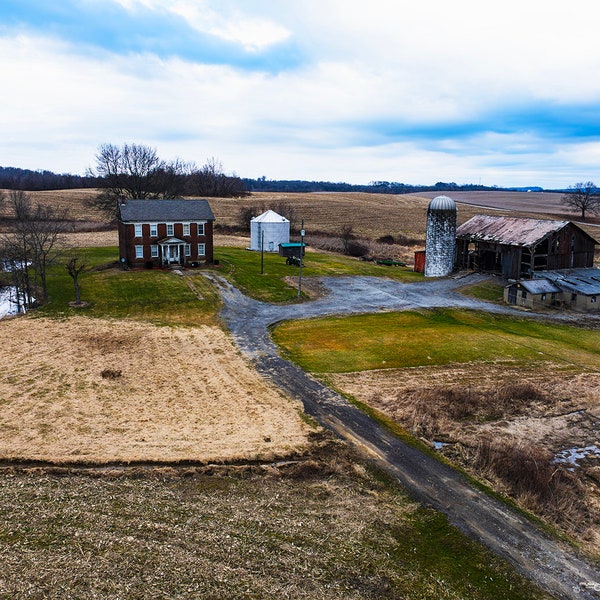 Forgotten Farmstead - Western Pennsylvania abandoned farm structure barn country landscape artwork aerial digital photo image print