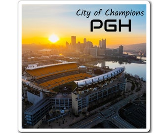 Stadium Sunrise - Pittsburgh Pennsylvania horizonte paisaje urbano Acrisure estadio heinz campo NFL fútbol deportes arte imán personalizado