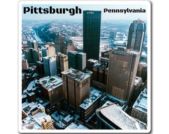 City Structures - Pittsburgh Pennsylvania skyline cityscape skyscrapers architecture aerial artwork custom magnets