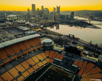 Stadium City Cinematic - Digital download photo image print Pittsburgh, PA football stadium sunrise wall decor