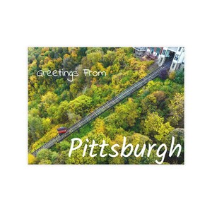 Up & Down - Pittsburgh Pennsylvania Duquesne Incline vista panoramica della città foto artistica aerea regalo unico cartoline di auguri biglietti di auguri