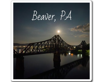 Under the Moon - beaver county pennsylvania train bridge artwork photo custom magnet