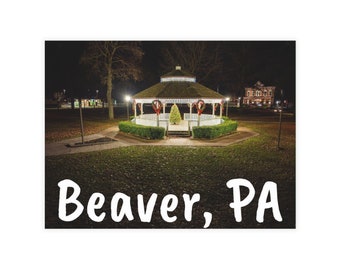 Feestelijke Gazebo - Beaver, Pennsylvania Kerst feestelijke seizoensgebonden fotobriefkaart wenskaart