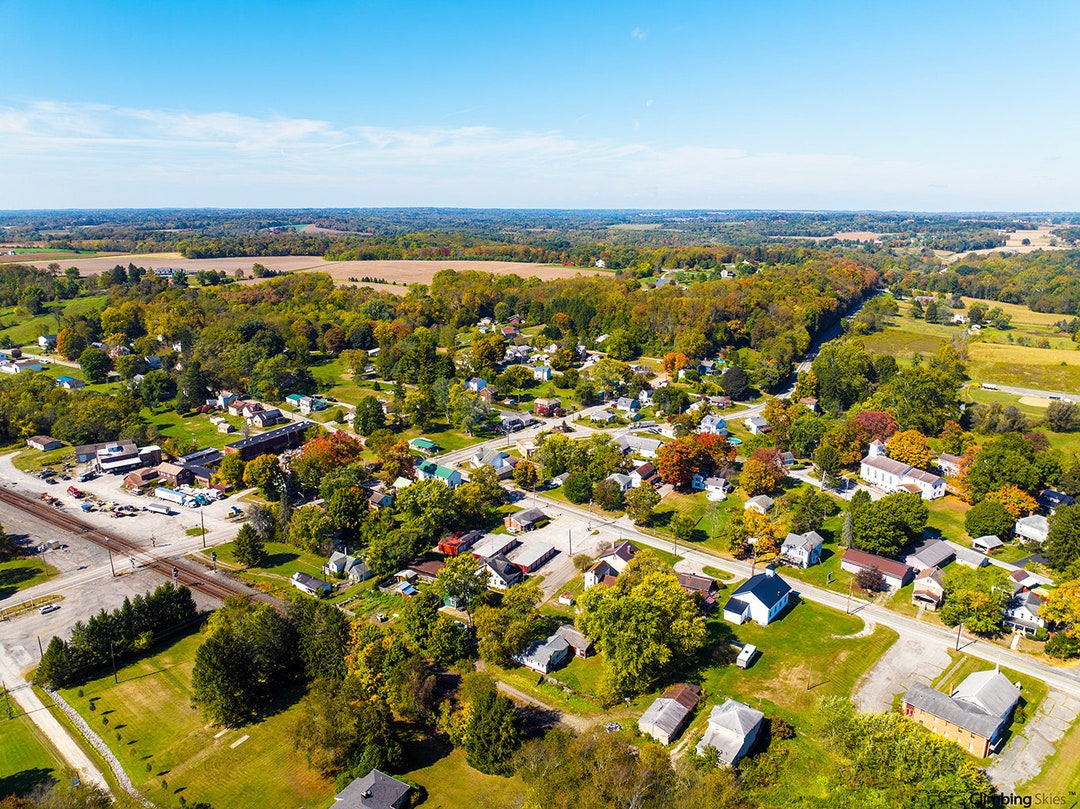 Enon Valley Aerial Pennsylvania Small Towns Outdoors Landscape Colorful