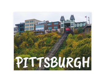 Geniet van de rit - Pittsburgh Pennsylvania Duquesne Incline mijlpaal geschiedenis herfst kleurrijke luchtkunstwerk briefkaart wenskaart