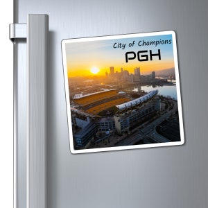 Stadium Sunrise - Pittsburgh Pennsylvania skyline cityscape Acrisure stadium heinz field football sports artwork custom magnet