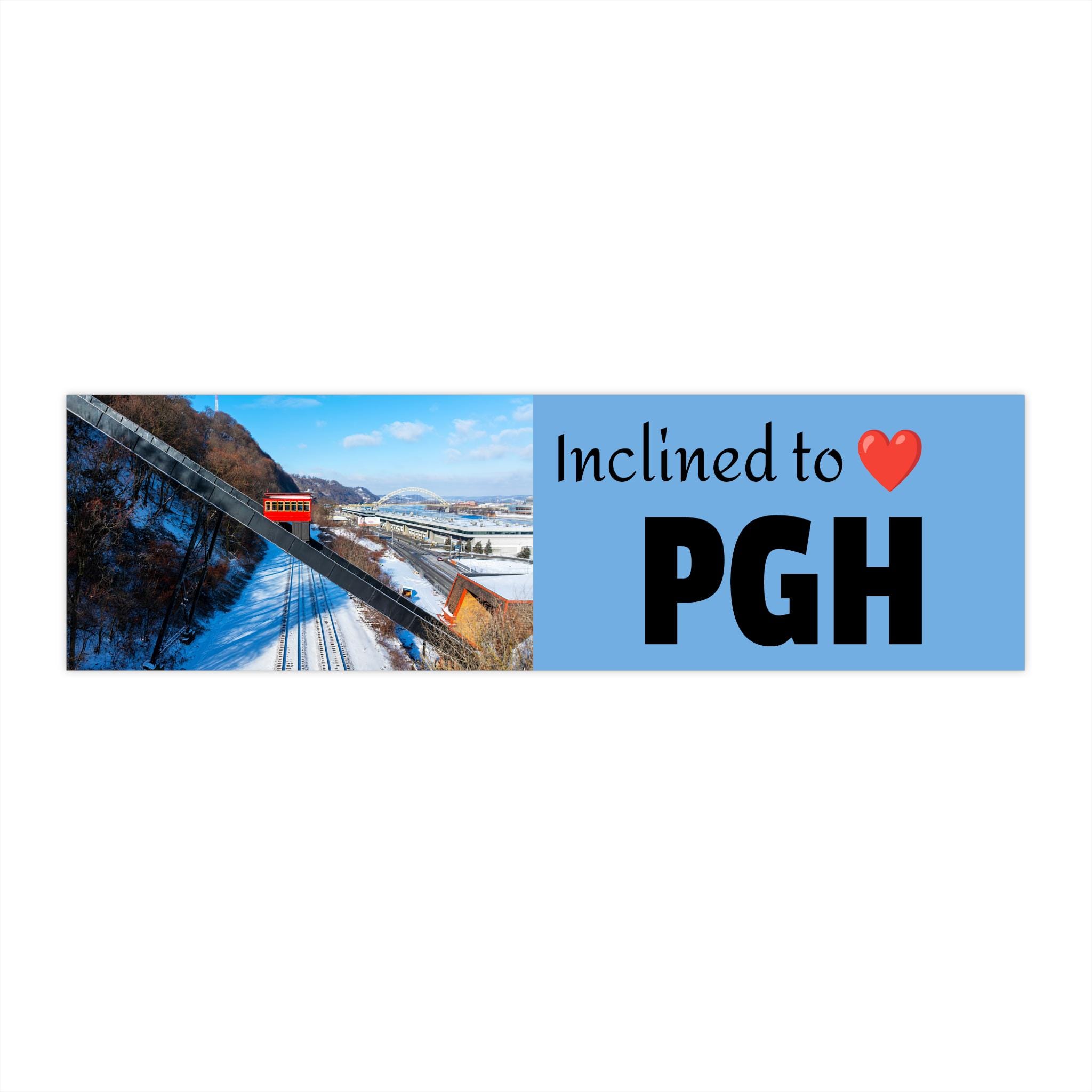 Inclined to Love PGH Bumper Sticker, Car Decor, Pittsburgh Pride, Travel Gift, Vintage Style, Road Trip Essentials, Home Decor